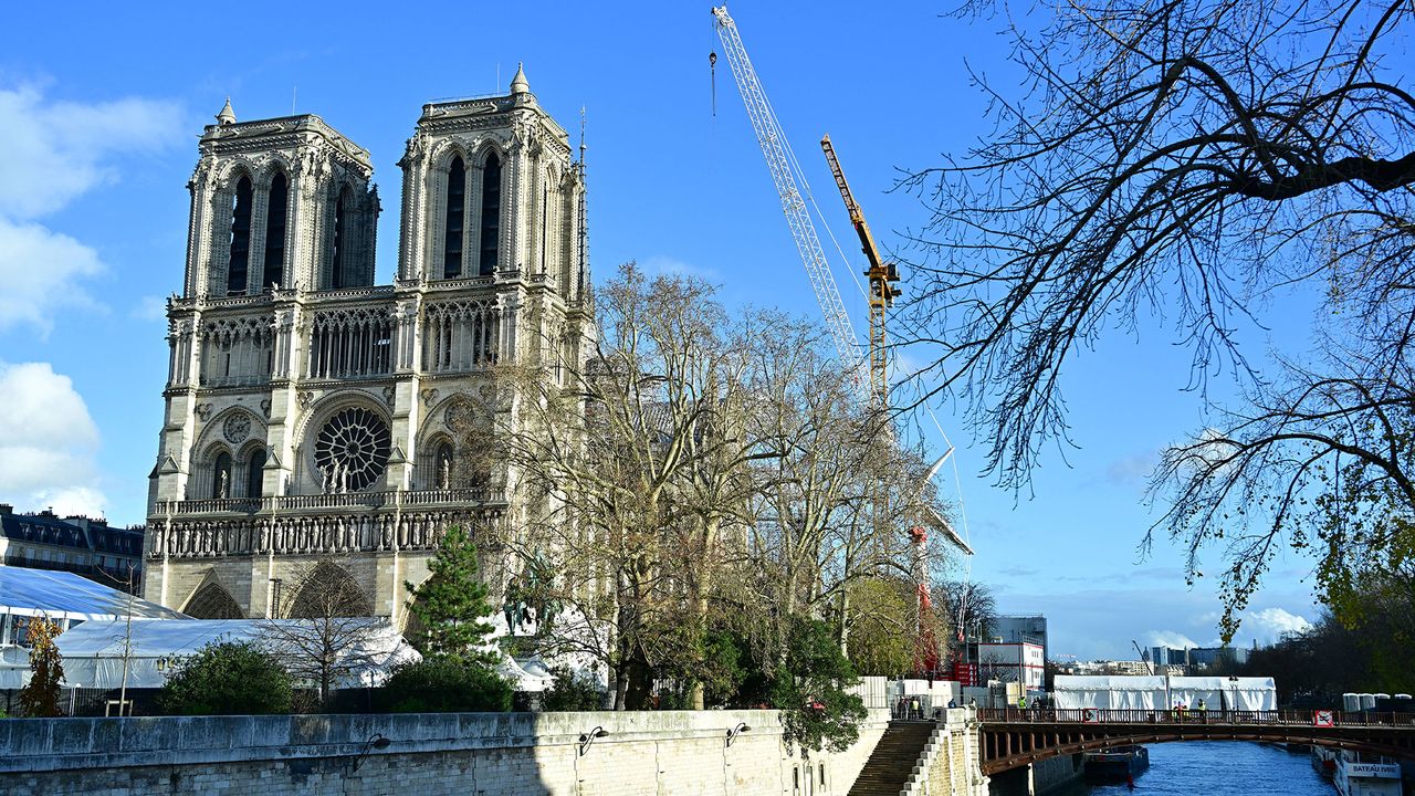 Kathedrale Notre-Dame de Paris mit Baukran